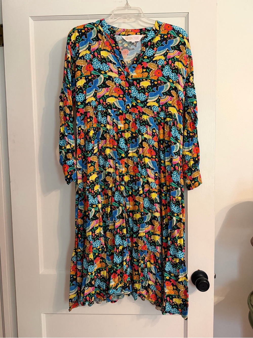 Bright Multicolor Floral Tiered Midi Dress